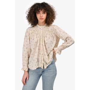 Ba&sh Cream Floral Button Down Top Size XS